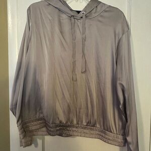 Express Grey Satin Hoodie